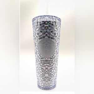 NWT Starbucks Ice Crystal Silver Gem Holiday 2024 Tumbler 24 oz